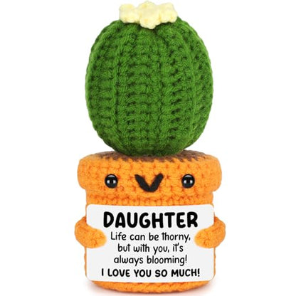 Agantree art Birthday Daughter Girls Gifts from Mom Dad Inspirational Crochet Cactus for Step Bonus Daughter Graduation Present for Teens Girls Teenager Back to Schhol Christmas - style: Daughter