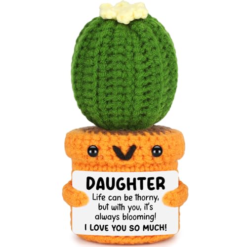 Agantree art Birthday Daughter Girls Gifts from Mom Dad Inspirational Crochet Cactus for Step Bonus Daughter Graduation Present for Teens Girls Teenager Back to Schhol Christmas - style: Daughter