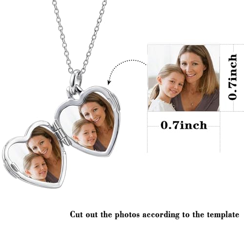 YOUFENG Love Heart Locket Necklace That Holds Pictures S925 Silver Photo Lockets Gifts for Women Jewelry - color: Flower