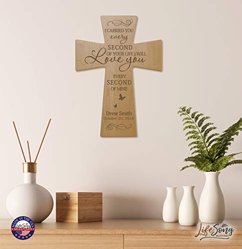 LifeSong Milestones Custom Memorial Wooden Cross 7x11 I Carried You (Butterfly) Condolence Funeral Remembrance in Loving Memory Bereavement Gift for Loss of Loved One (Maple) - color: Maple