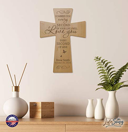 LifeSong Milestones Custom Memorial Wooden Cross 7x11 I Carried You (Butterfly) Condolence Funeral Remembrance in Loving Memory Bereavement Gift for Loss of Loved One (Maple) - color: Maple