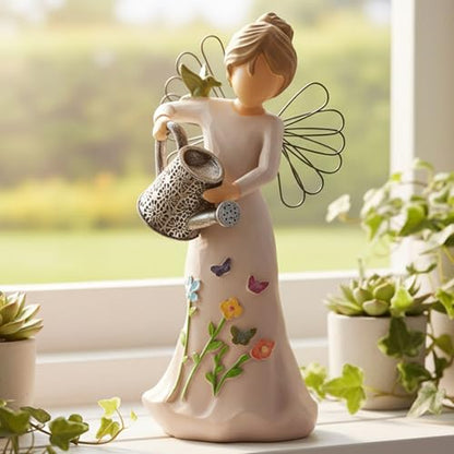 Gardening Gifts for Women - 5.9"Watering Angel Garden Statue | Unique Gifts for Gardeners Woman, Mom, Sisters, Hand-Painted Resin Angel Figurine for Indoor Decor Home Office - style: Watering Can