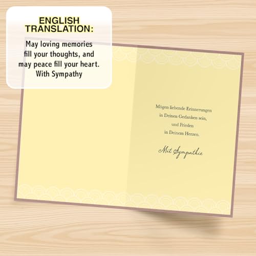 Designer Greetings German Language Sympathy Cards 6 Pack | Boxed Card Set, Matching Envelopes, Foil and Glitter Details - style: 6 PK German Sympathy - Bridge on River