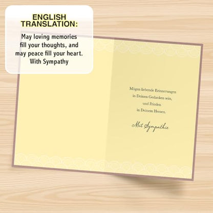 Designer Greetings German Language Sympathy Cards 6 Pack | Boxed Card Set, Matching Envelopes, Foil and Glitter Details - style: 6 PK German Sympathy - Bridge on River