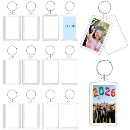 18 Pcs Photo Keychain (1.3 x 2inch) Mini Picture Frame Keychain - color: 18 Pcs