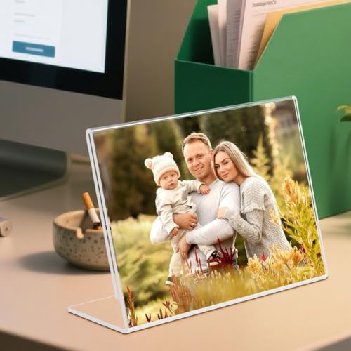 6 Pack 7"x 5" Clear Acrylic Self Standing Picture Frames，Photo Frame Stand Perfect for Showcasing Memories Tabletop Display for Home or Office Décor，Horizontal