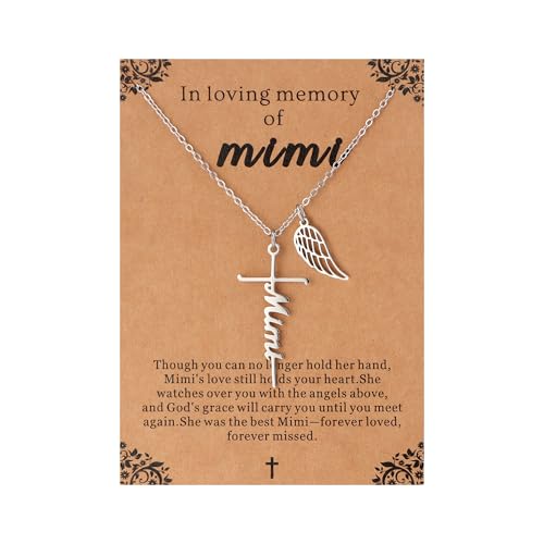 Lcherry Cremation Cross Necklace for Women - Angel Wing Faith Cross Necklace Memorial Gifts Religious Jewelry for Women - style: Mimi