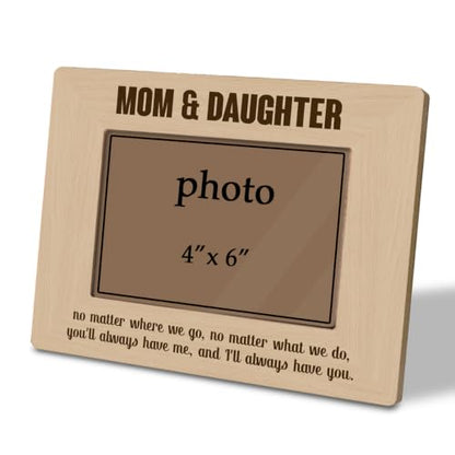 Mother Daughter Picture Frame 4x6, Mom and Daughter Wooden Farmhouse Photo Frame for Tabletop Display, Mother's Day Birthday Christmas Gift for Mom from Daughters - color: color12