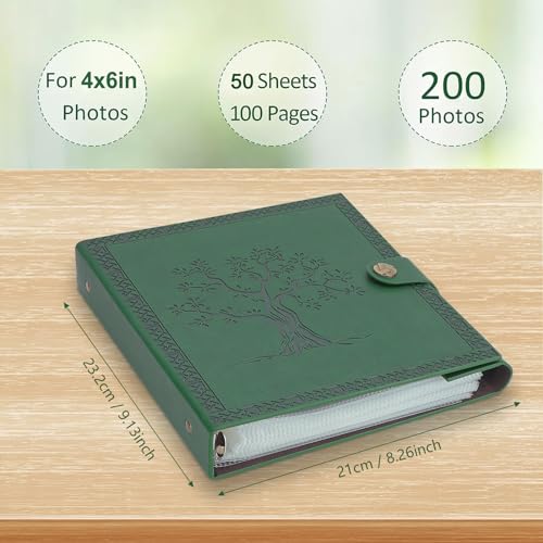 SEEHAN 4x6 Photo Album Holds 200 Photos Small Photo Album 4x6 Family Picture Album Memory Photo Book - color: Army Green