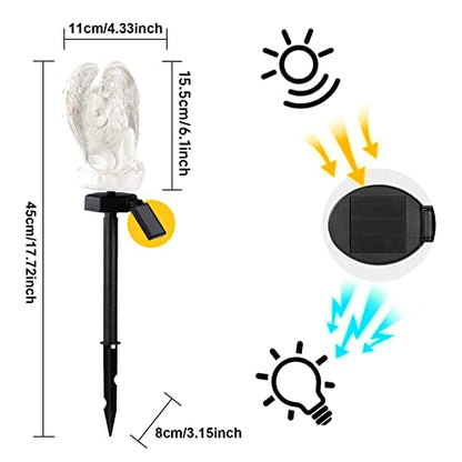 Garden Solar LED Light with Stake, Waterproof Outdoor Decor for Walkway Courtyard Party Decor, White Angel