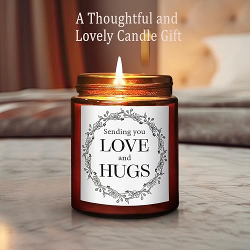 Sending You a Big Hug Candle - Get Well, Thinking of You, Aromatherapy Gifts for Stress Relief Relaxation -Gifts for Women Men Friends Son - Natural Soy Wax - Mahogany Teakwood Scented Candle - color: Big hug