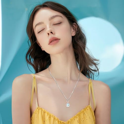 Infinity Urn Necklace for Ashes Sterling Silver Heart Moonstone Turquoise Birthstone Keepsake Memorial Cremation Jewelry for Women - style: Infinity A-06-Jun.-Moonstone