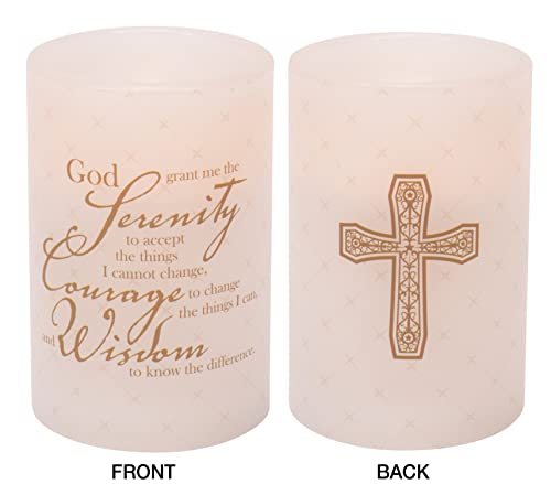 Mark Feldstein & Associates Serenity Prayer Flameless LED Inspirational Candle Pillar, 4 x 6 Inch
