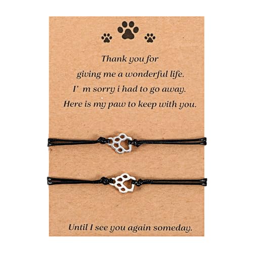 Gjinxi Cat Memorial 2PCs Gifts for Loss of Cat Pet Paw Bracelet for Women Men for Cat Passing Away Gifts for Cat Lovers Bereavement Gifts for Cat Lover Memory Gifts Loss of Furry Friend Sympathy Gift