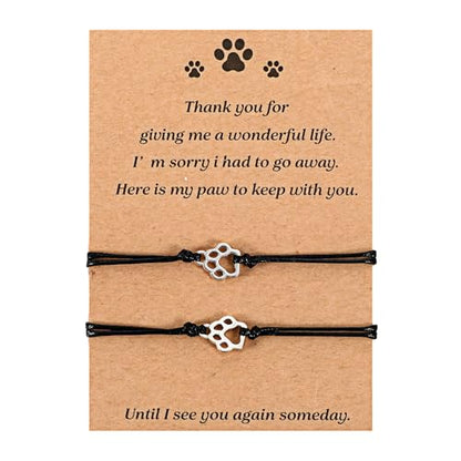 Gjinxi Cat Memorial 2PCs Gifts for Loss of Cat Pet Paw Bracelet for Women Men for Cat Passing Away Gifts for Cat Lovers Bereavement Gifts for Cat Lover Memory Gifts Loss of Furry Friend Sympathy Gift