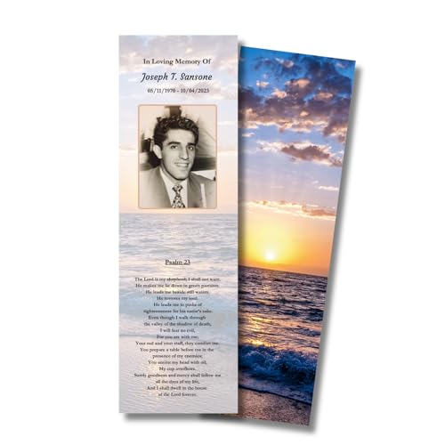 Copy King Funeral Memorial Prayer Bookmarks - Personalized Photo and Prayer -Set of 50
