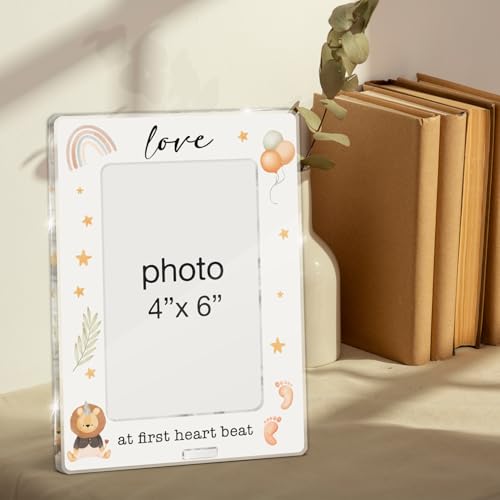 Gender Reveal Gifts Photo Frame, Pregnancy Announcements New Mom Expecting Parents to Be Keepsake Gifts, Love at First Heartbeat Sonogram Acrylic Picture Frames, 4 x 6 Inch Ultrasound Photo - color: L-Gender Reveal