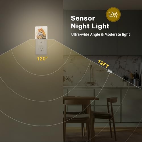 Cute Cats Night Light,Plug in Night Light, Dusk to Dawn Sensor Nightlights for Stairway/Hallway/Kitchen/Bedroom/Bathroom 0.5W - color: Cute Cat