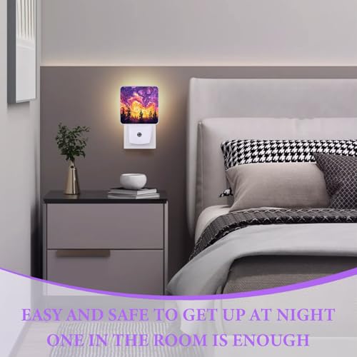 Misty Forest Night Light,Night Lights Plug into Wall,Led Lamp for Stairway/Hallway/Bedroom 0.5W Nightlight Sleep Friendly - color: Misty Forest