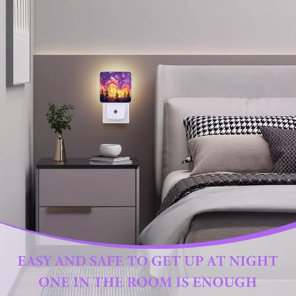 Misty Forest Night Light,Night Lights Plug into Wall,Led Lamp for Stairway/Hallway/Bedroom 0.5W Nightlight Sleep Friendly - color: Misty Forest