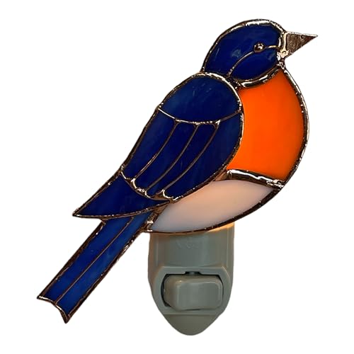Gift Essentials Bluebird Plug-in Night Light - Stained Glass Nightlight | Bluebird Stained Glass Plug-in Nightlight with On/Off Rocker Switch. Includes One 4-Watt Replaceable Warm-Glow Bulb. - color: Bluebird