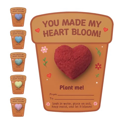 24-Count Plantable 3D Heart Wildflower Seed Bomb Favors | Includes cards and double-sided tape; ideal for birthdays, weddings, baby showers, holidays, memorials, and celebrations