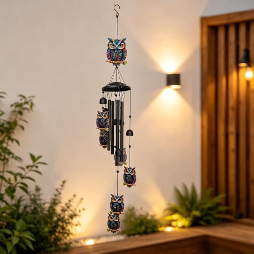 Wind Chimes for Outside, Owl Garden Windchimes Memorial Windchimes - color: Owl Wind Chimes