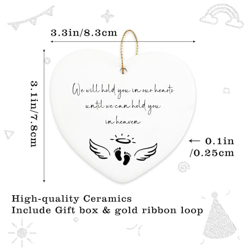 Baby Loss Gifts We Will Hold You in Our Hearts Hanging Ornament Angel Baby Memorial Gift Miscarriage Gifts for Mothers Loss of Baby Sympathy Gift Hialektur Christmas Ceramic Heart Keepsake - color: Baby Loss Gifts