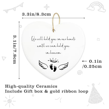 Baby Loss Gifts We Will Hold You in Our Hearts Hanging Ornament Angel Baby Memorial Gift Miscarriage Gifts for Mothers Loss of Baby Sympathy Gift Hialektur Christmas Ceramic Heart Keepsake - color: Baby Loss Gifts