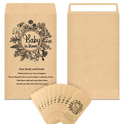 Fumete 100 Pcs Baby Shower Seed Packet Adhesive Envelopes, Flower - style: Flower