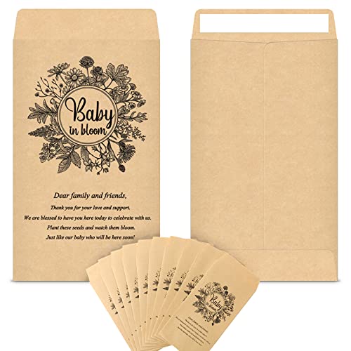 Fumete 100 Pcs Baby Shower Seed Packet Adhesive Envelopes, Flower - style: Flower