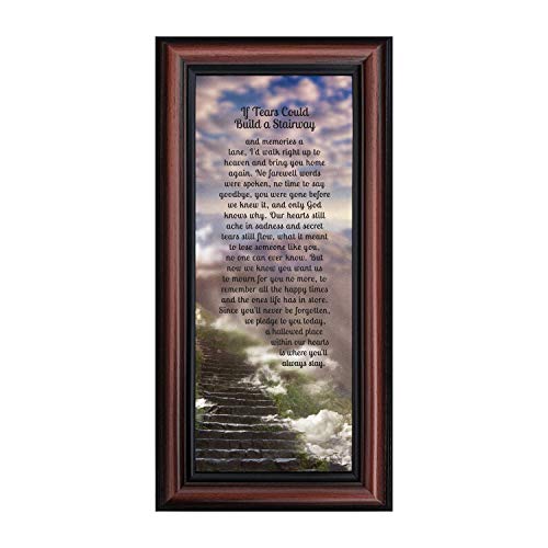 Crossroads Home Décor Memorial Picture Frame, In Memory of Loved One, Memorial Presents, If Tears Could Build a Stairway Framed Picture, 7359W - color: Walnut