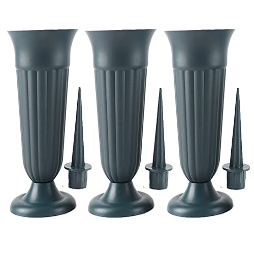 Cemetery Vases with Spikes - Plastic Cemetery Decorations for Memorials and Graves - size: Extra Large