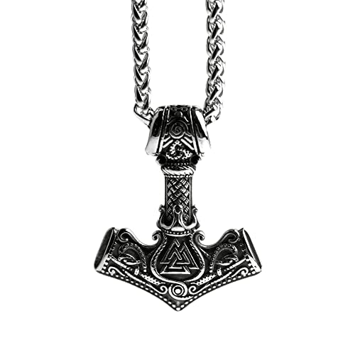 Norse Viking Thor Hammer Necklace Mjolnir Necklace for Men Talisman Jewelry - color: DRTKSA