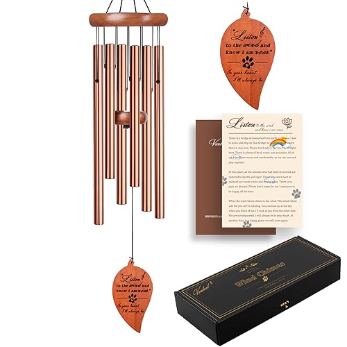 VENBEEL Pet Memorial Wind Chime, Dog Memorial Gifts for Loss of Dog, Pet Loss Sympathy Condolence Bereavement Passing Away Gift - color: B-leaf-gold
