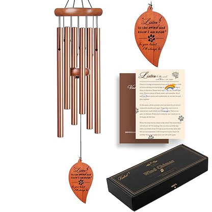 VENBEEL Pet Memorial Wind Chime, Dog Memorial Gifts for Loss of Dog, Pet Loss Sympathy Condolence Bereavement Passing Away Gift - color: B-leaf-gold