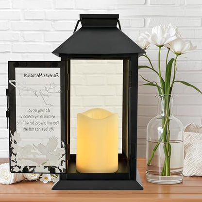 Memorial Lantern Bereavement Gifts Sympathy Gifts Forever Memorial Personalized LED Candle Lantern, Black - color: Black