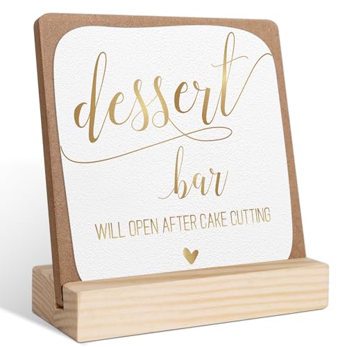 Dessert Bar Sign, Wedding Signs for Ceremony and Reception, Bridal Shower Centerpieces for Dessert Tables, Marriage Reception, Bridal Shower Party Favors, Wedding Sign with Wooden Base - color: dessert table sign,