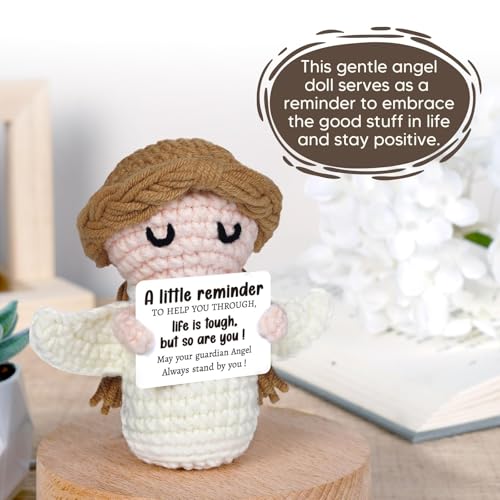Handmade Positive Crochet Angel - Life is Tough But So are You - Birthday Gifts, Get Well Gifts for Women Men Kids Bestie, Inspirational Gift for Friends Student, Coworker - style: Get Well Gifts