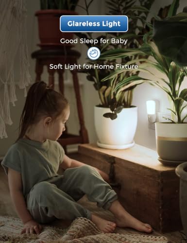 LOHAS-LED Dimmable Night Light[2 Pack], Night Lights Plug into Wall | Dusk to Dawn Sensor, Daylight 5000k from 5-80 LM Brightness Adjustable, Bright Mini Wall Nightlight for Kids Room, Stairway - color: White