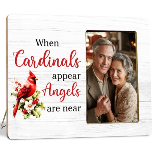 Cardinal Memorial Gifts Picture Frame for Loss of Loved one, Sympathy Gifts Picture Frame, When Cardinals Appear Angels are Near - color: Cardinal