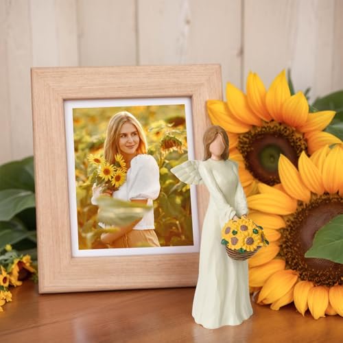 Sunflower Gifts for Women, Angel Figurine Carrying A Sunflower Basket | Hand-Painted Resin Angel Statue, Encouragement Home Decor - style: Sunflower Gifts for Women