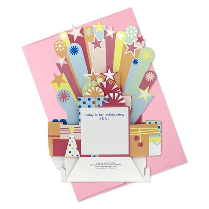 Hallmark Paper Wonder Pick-a-Title Customizable Pop-Up Birthday Card for Her (Pink, Green, Orange Stars) for Sister, Niece, Goddaughter, Great-Granddaughter - style: Pink, Green, Orange Stars