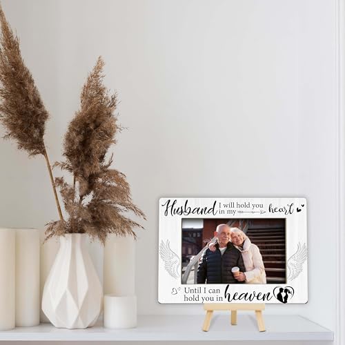 Memorial Gifts Loss of Husband, Sympathy Picture Frame, Remembrance Gifts Wooden Photo Frame with Easel, 4x6 Bereavement Picture Frame for Tabletop Display - G06 - style: Loss of Husband