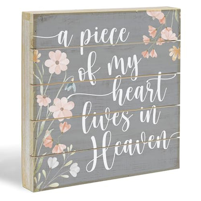 Simply Said, INC Perfect Pallet Petites Celebration of Life Sign, A Piece Of Heart Lives In Heaven, 8 inch Wood Plaque, Made in USA, PET26248 - color: Heart 3