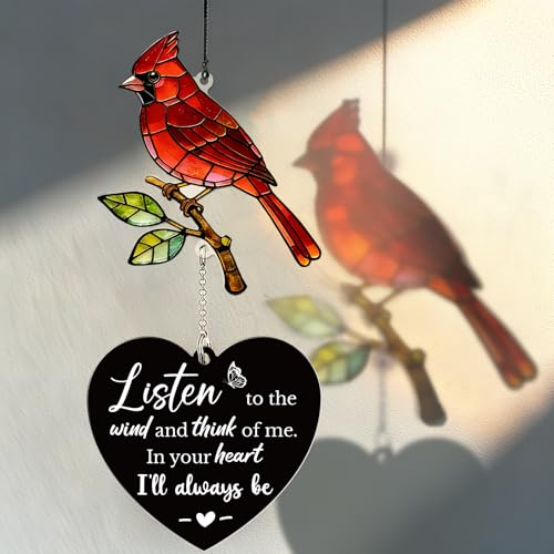 Sympathy Gifts for Loss of Loved One,Sympathy Memorial Wind Chimes with Cardinal, Cardinal Remembrance Wind Chimes for Mother Father Husband, Outdoor Garden Decor