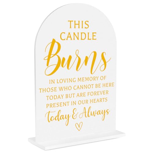 In Loving Memory Sign，Memorial Table Decor for Reception Event Party, Bridal Shower Decorations, Wedding Table Acrylic Sign Accessories for Anniversary and Event 5x7 Inch - color: GoldBurns