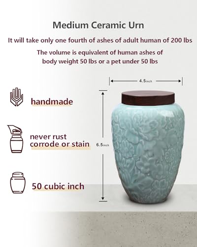 Medium Urns for Human Ashes Adult Female and Male - color: Medium-turquoise, size: Medium