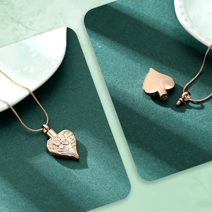 Love Heart Cremation Jewelry Urn Necklaces Butterfly Urn Necklaces for Ashes Memorial Keepsake Pendant for Women Men Gifts With Funnel Kit & Bag - color: RoseGold