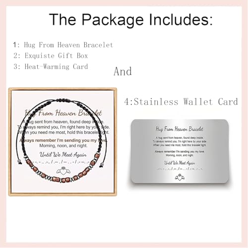 Hug from Heaven Morse Code Bracelet - Until We Meet Again, Black Hematite Beads for Men and Women - color: Hug from Heaven(Brown)
